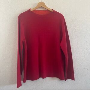Eileen Fisher Long Sleeve T-Shirt: Red Tops - Women's Size Large